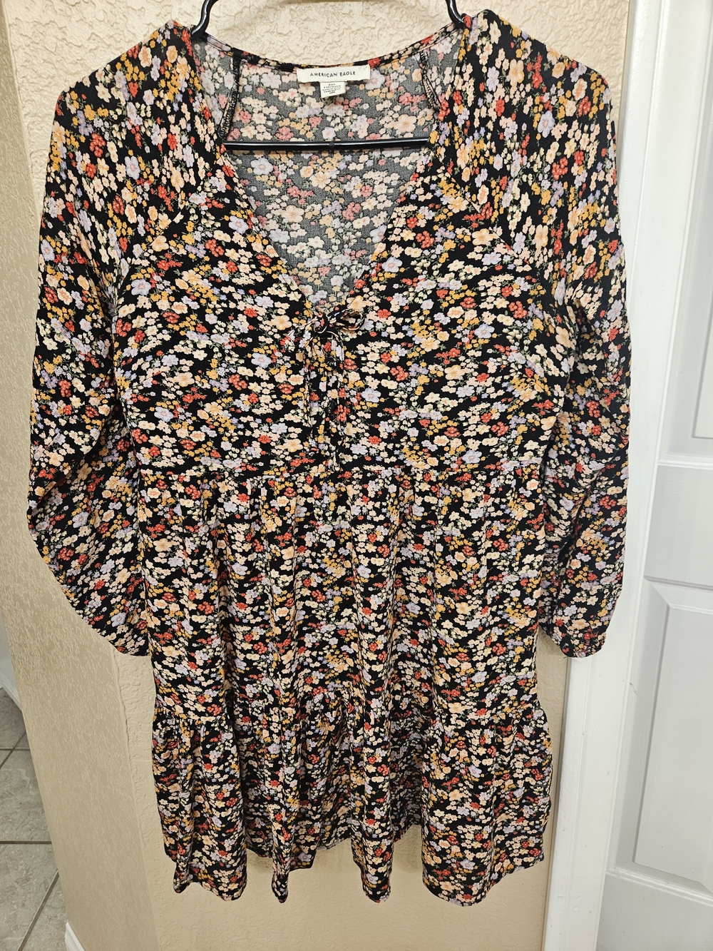 American Eagle Outfitters Floral Tiered Babydoll Mini Dress XXS